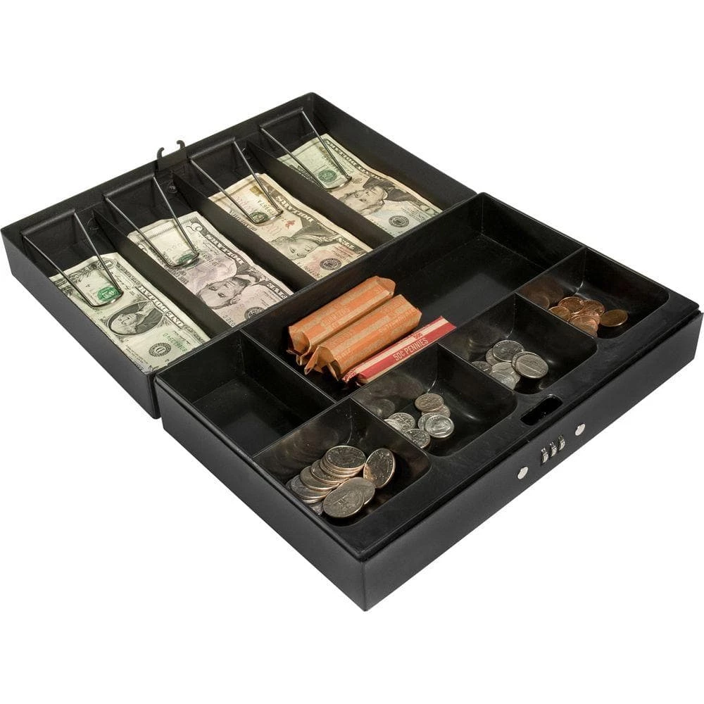 0.13 cu. ft. Steel Cash Box 4 Bill Holder and 6 Compartment Tray Safe with Combination Lock, Black by BARSKA 8 0.13 cu. ft. Steel Cash Box 4 Bill Holder and 6 Compartment Tray Safe with Combination Lock, Black by BARSKA - Image 6
