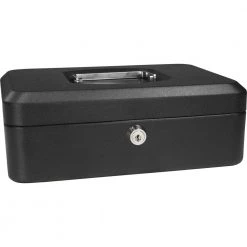 0.05 cu. ft. Steel Cash Box Safe with Key Lock, Black by BARSKA