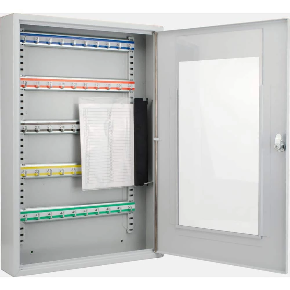 50-Position Steel Key Cabinet with Glass Door, Grey by BARSKA 6 50-Position Steel Key Cabinet with Glass Door, Grey by BARSKA - Image 4