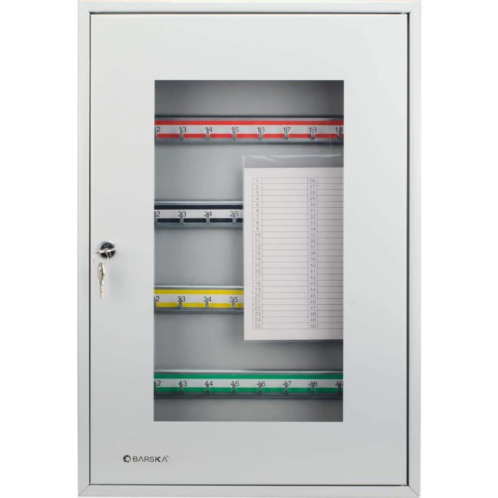 50-Position Steel Key Cabinet with Glass Door, Grey by BARSKA 5 50-Position Steel Key Cabinet with Glass Door, Grey by BARSKA - Image 3