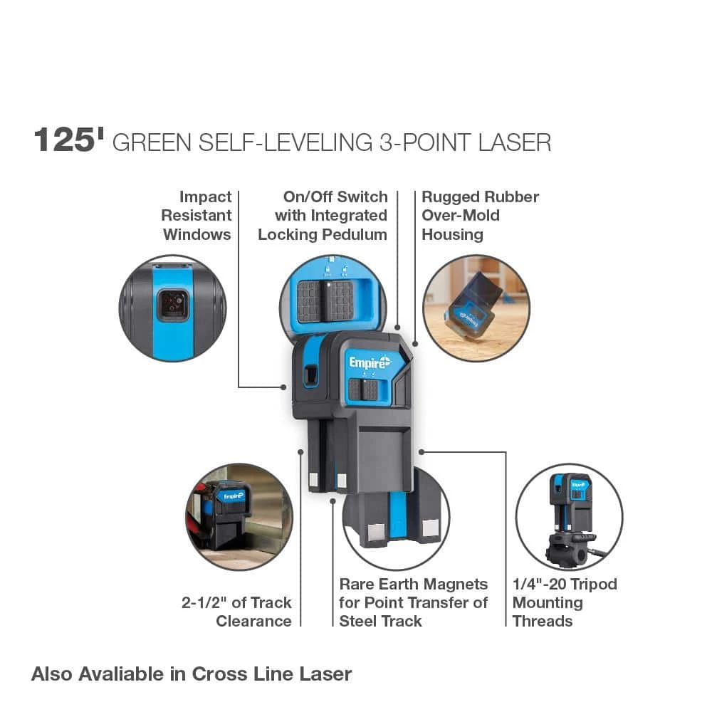125 ft. Green 3-Point Laser Level by Empire 4 125 ft. Green 3-Point Laser Level by Empire - Image 2