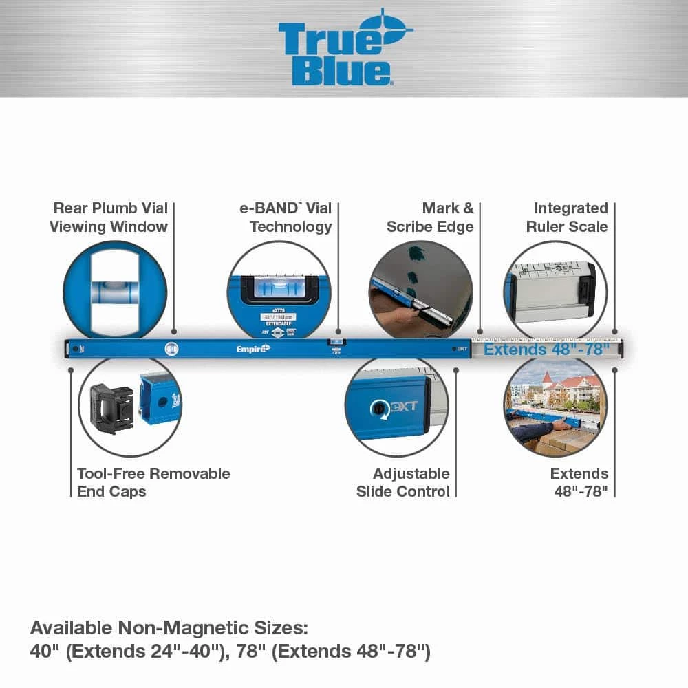 48 in. to 78 in. True Blue Extendable Box Level by Empire 4 48 in. to 78 in. True Blue Extendable Box Level by Empire - Image 2