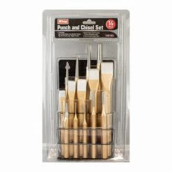Punch and Chisel Set, Cold Chisels, Pin Punches, Center Punches and Taper Punches, CR-V (14-Pieces Set) by KING
