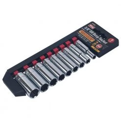 3/8 in. Drive Standard Deep Socket Set (9-Piece) by KING