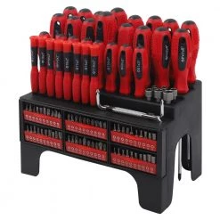 Screwdriver and Bit Set with Storage Rack (100-Piece) by KING